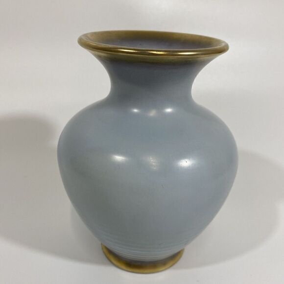 Vintage DUMLER BREIDEN HOHR German Art Pottery Vase Midcentury Blue Matte 6” - Picture 2 of 13